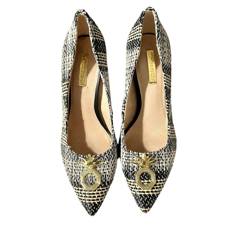 Louise et Cie Hanalee Woven Heels Size 6 Black/White/Tan